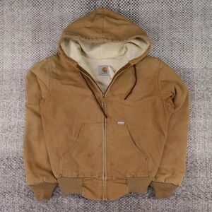 Carhartt Vintage Active Jacket Duck Brown Thermal Lined Hooded J131 BRN Small